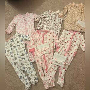 Huge Milkberry bamboo pj footie lot with ruffle butts 6-9 months (6 total)